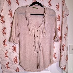 Velvet Brand Blouse - button v- neck/ ruffle